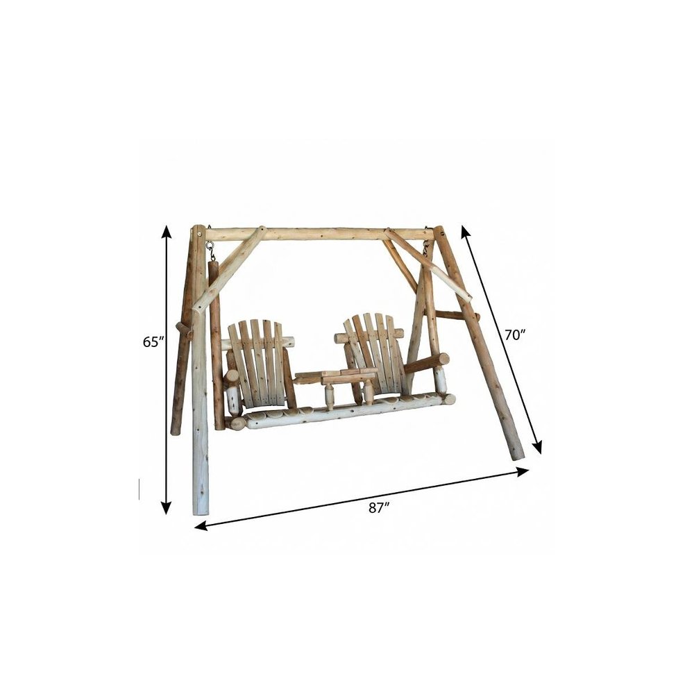Natural Solid Wood Swing Chair - 87-inch