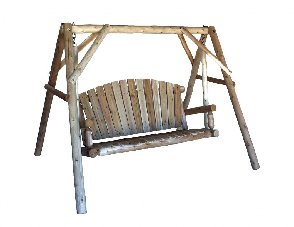 Natural Solid Wood Swing Chair - 87-inch