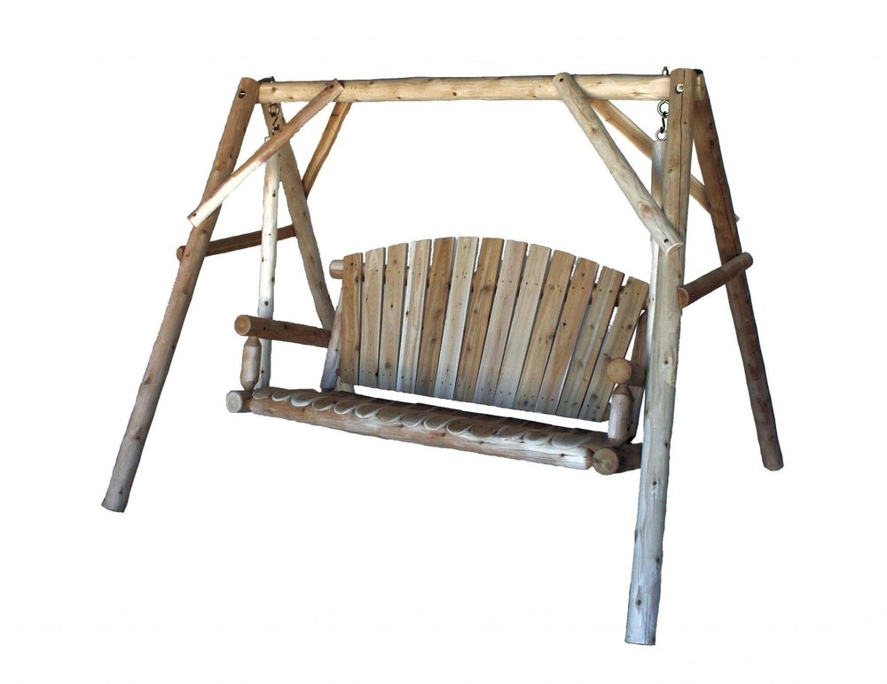 Natural Solid Wood Swing Chair - 87-inch