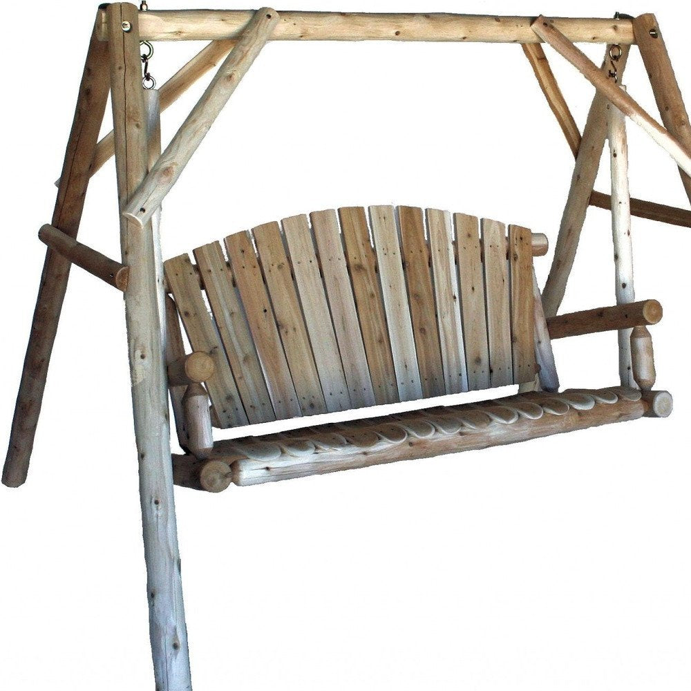 Natural Solid Wood Swing Chair - 87-inch