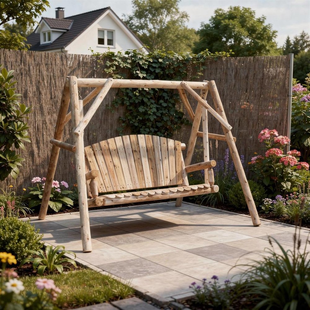 Natural Solid Wood Swing Chair - 87-inch
