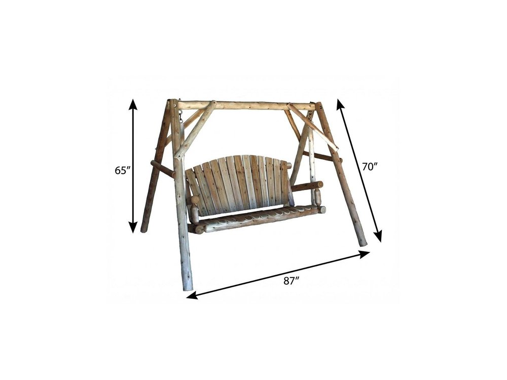 Natural Solid Wood Swing Chair - 87-inch