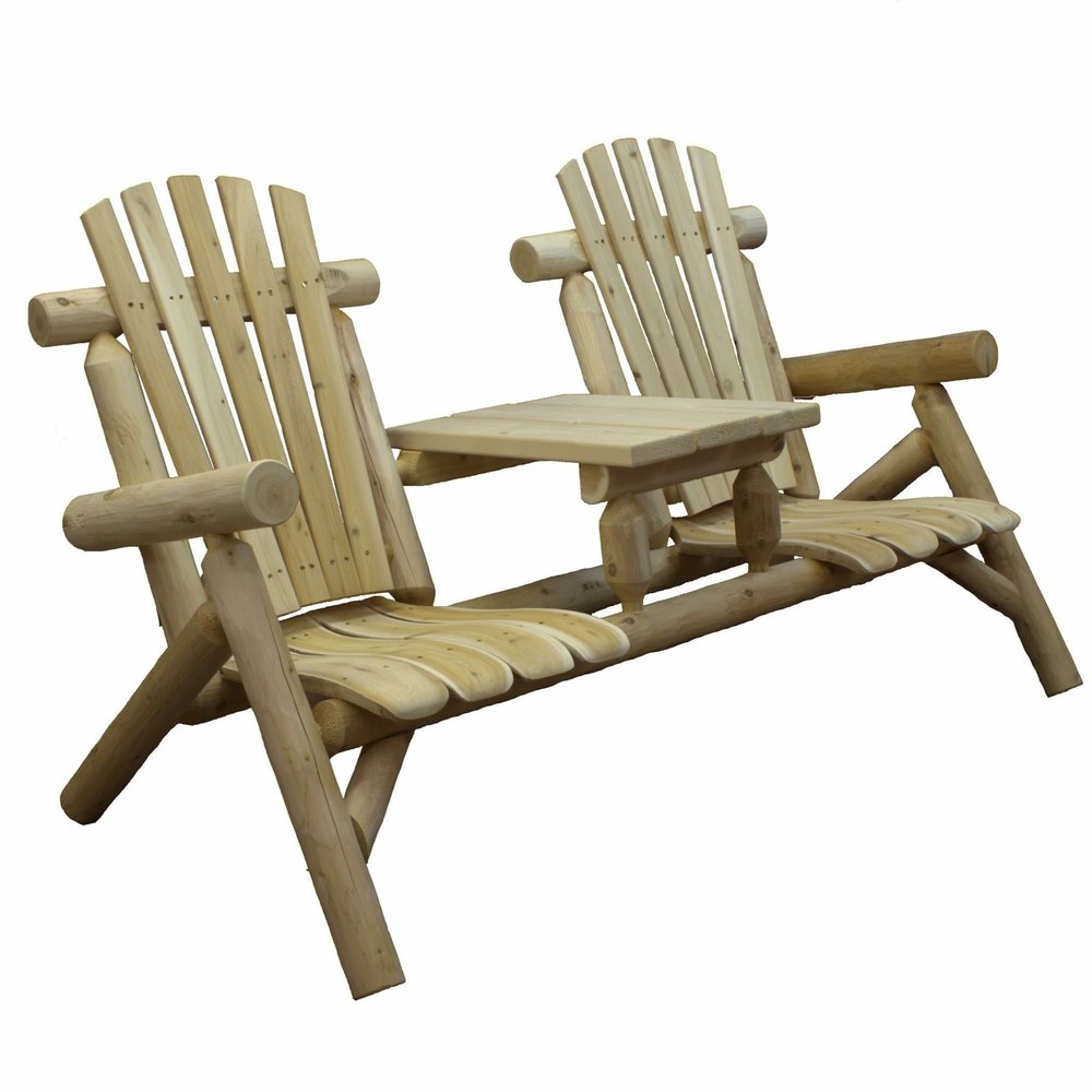 Natural Solid Wood Adirondack Chair - 66-inch