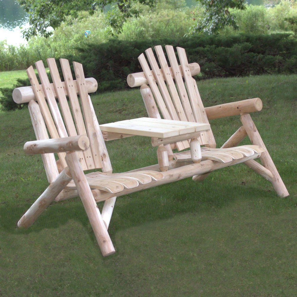 Natural Solid Wood Adirondack Chair - 66-inch