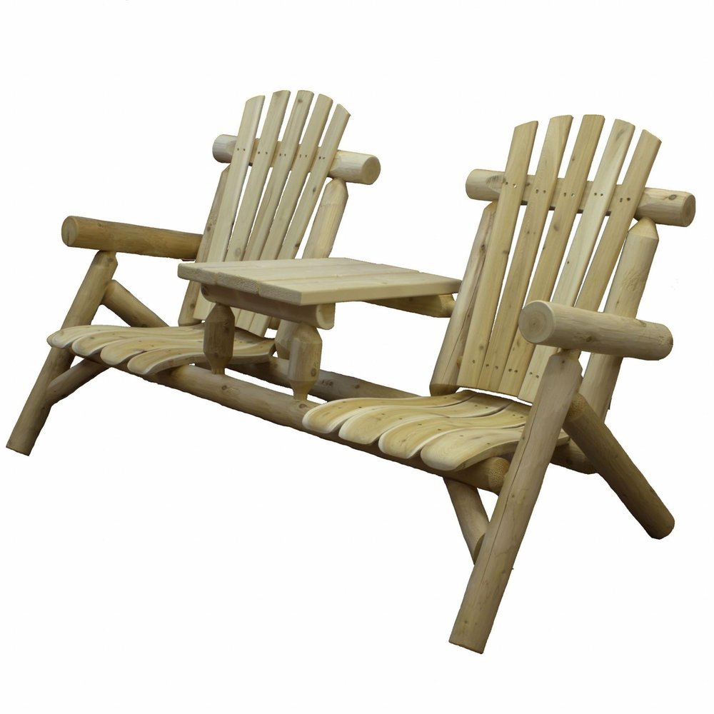 Natural Solid Wood Adirondack Chair - 66-inch