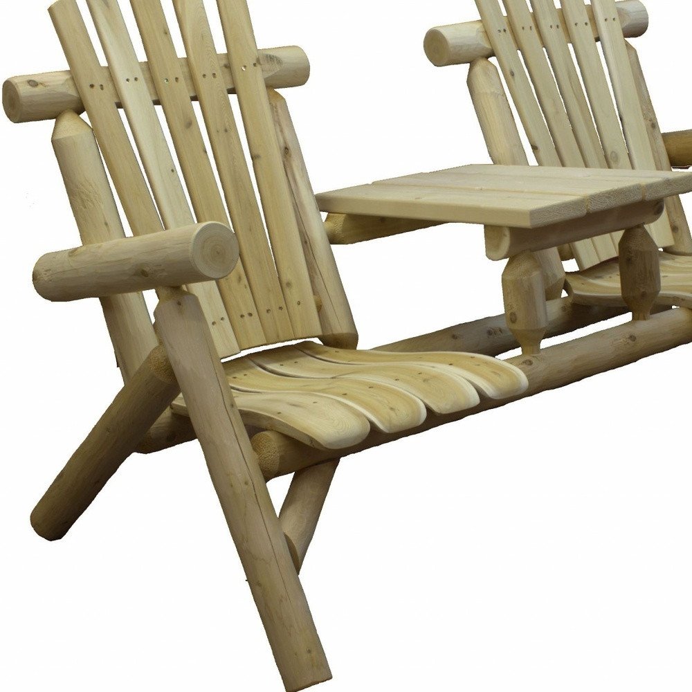 Natural Solid Wood Adirondack Chair - 66-inch