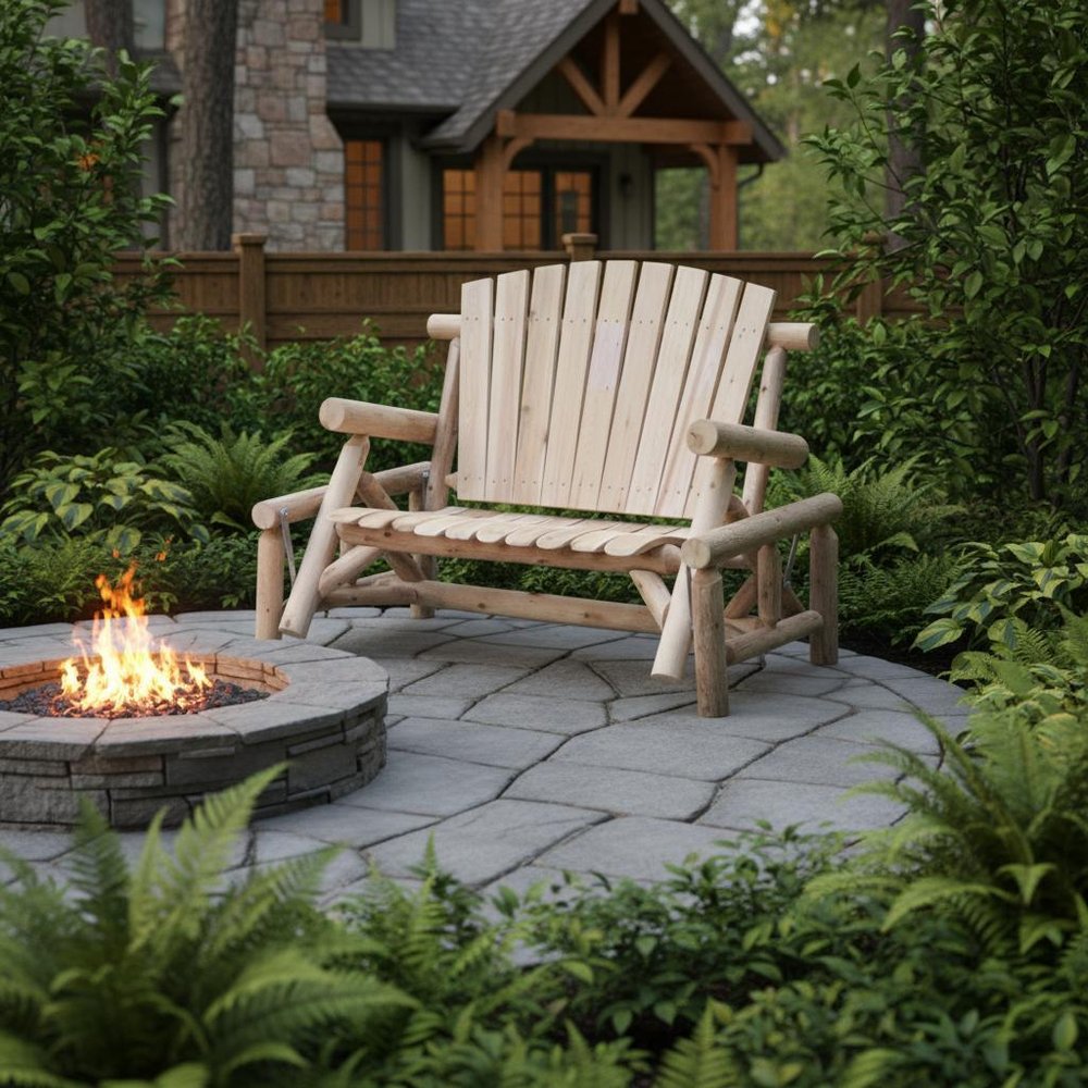 Natural Solid Wood Adirondack Chair - 59-inch