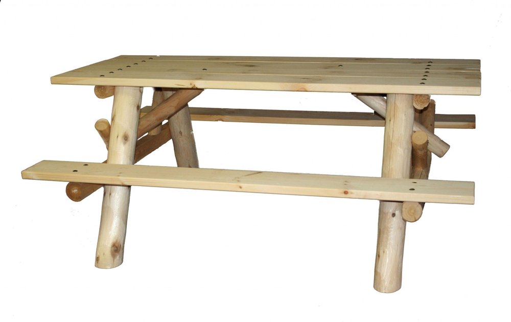 Natural Solid Wood Outdoor Picnic Table - 70-inch