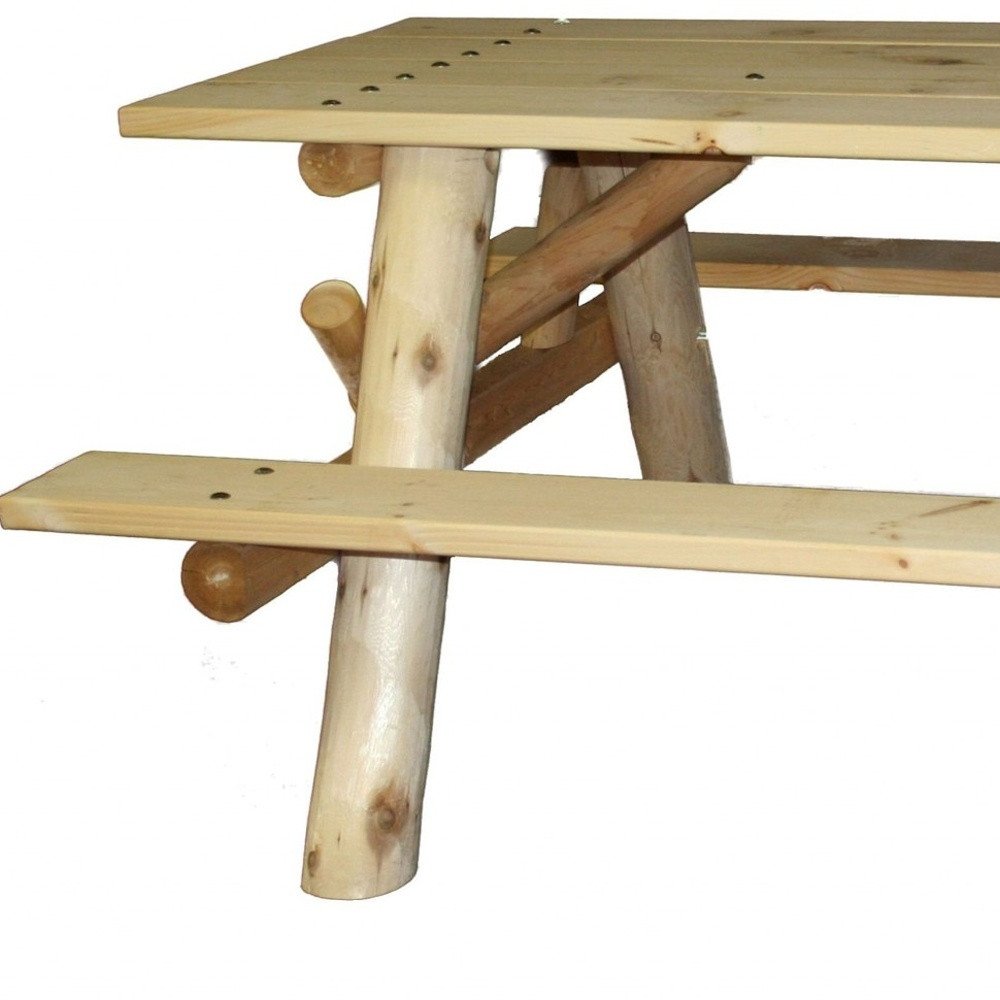 Natural Solid Wood Outdoor Picnic Table - 70-inch