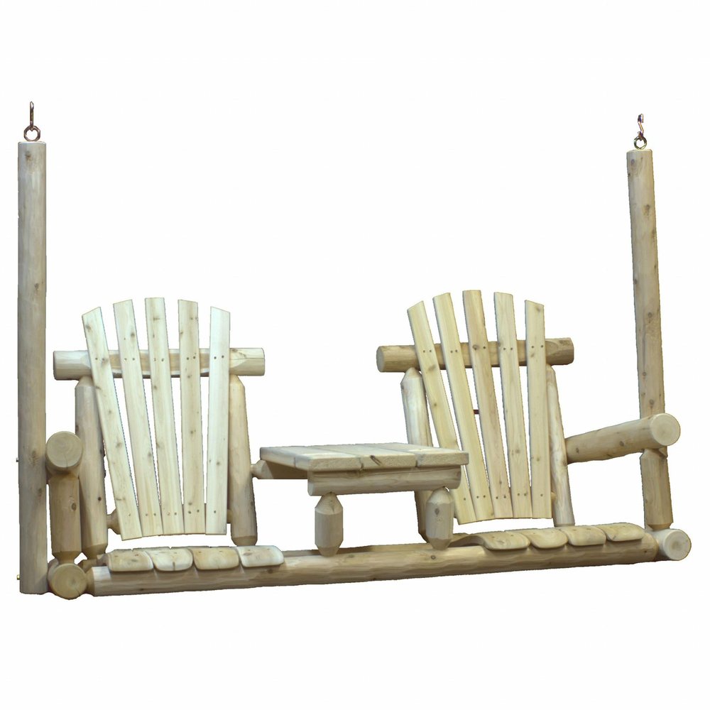 Natural Wood Tete-a-tete Porch Swing - 71 x 24 x 49-inch