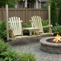 Natural Wood Tete-a-tete Porch Swing - 71 x 24 x 49-inch