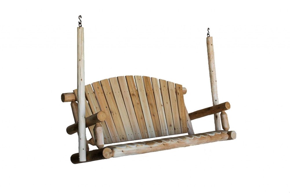 Natural Wood Porch Swing - 71 x 24 x 47-inch