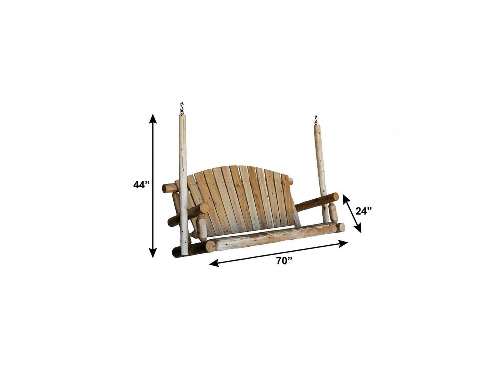 Natural Wood Porch Swing - 71 x 24 x 47-inch
