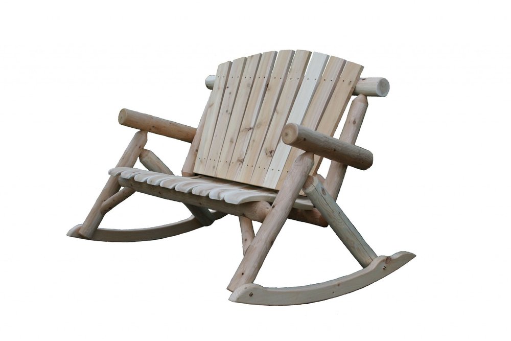 Natural Wood Rocking Loveseat - 53 x 42 x 40-inch