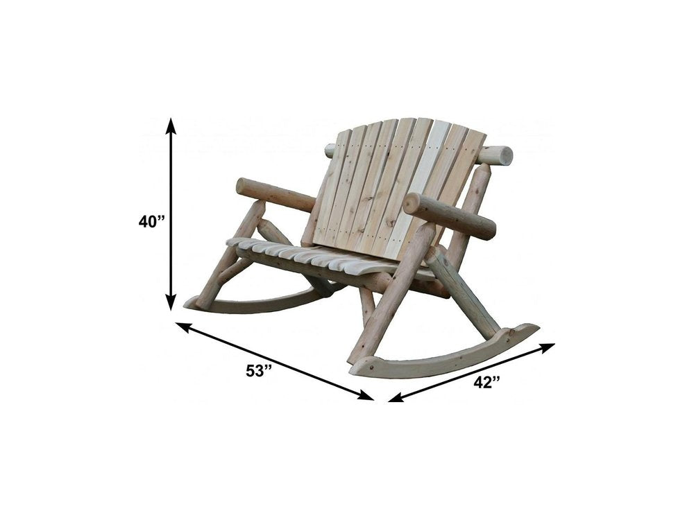 Natural Wood Rocking Loveseat - 53 x 42 x 40-inch