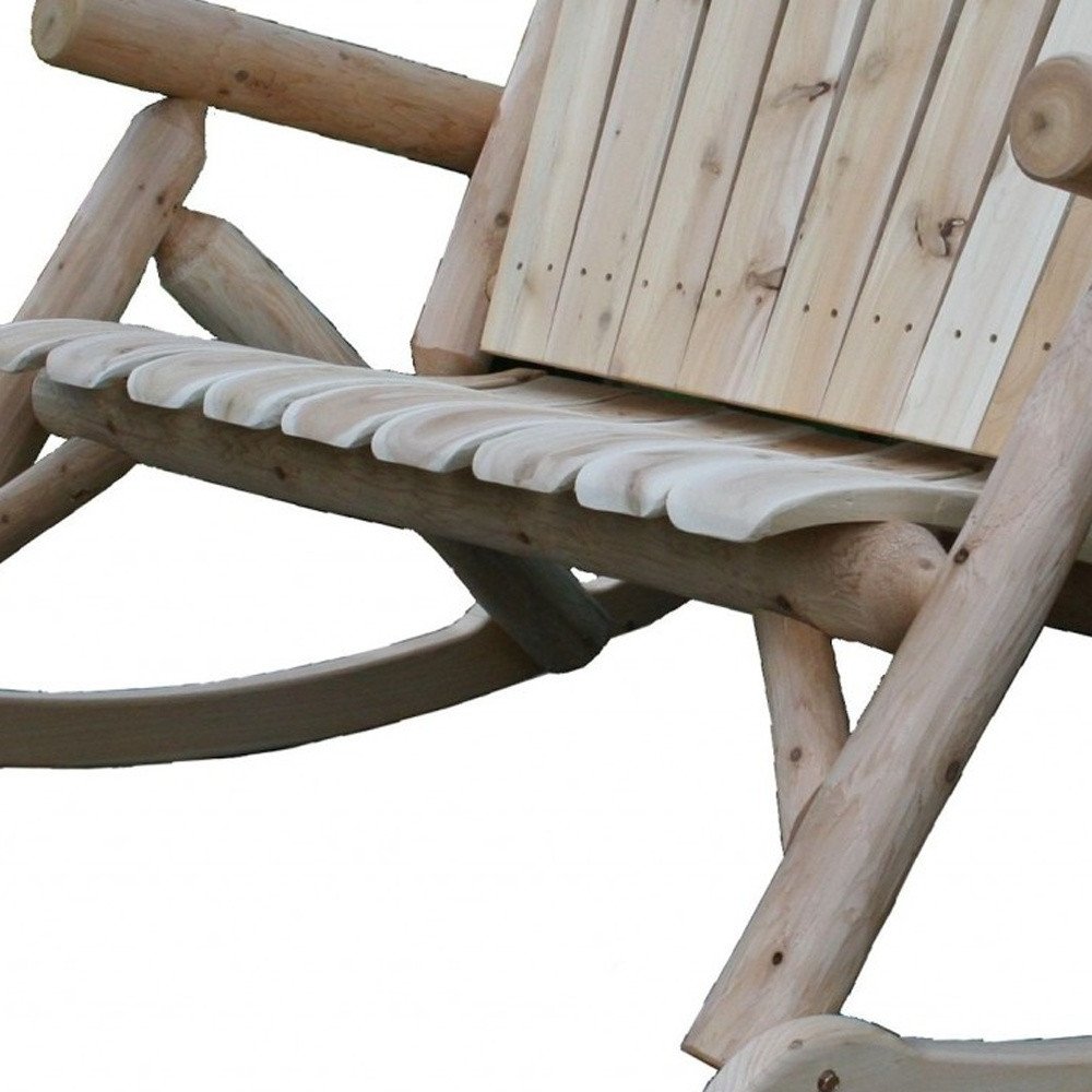 Natural Wood Rocking Loveseat - 53 x 42 x 40-inch