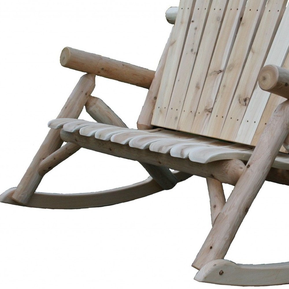 Natural Wood Rocking Loveseat - 53 x 42 x 40-inch