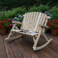 Natural Wood Rocking Loveseat - 53 x 42 x 40-inch