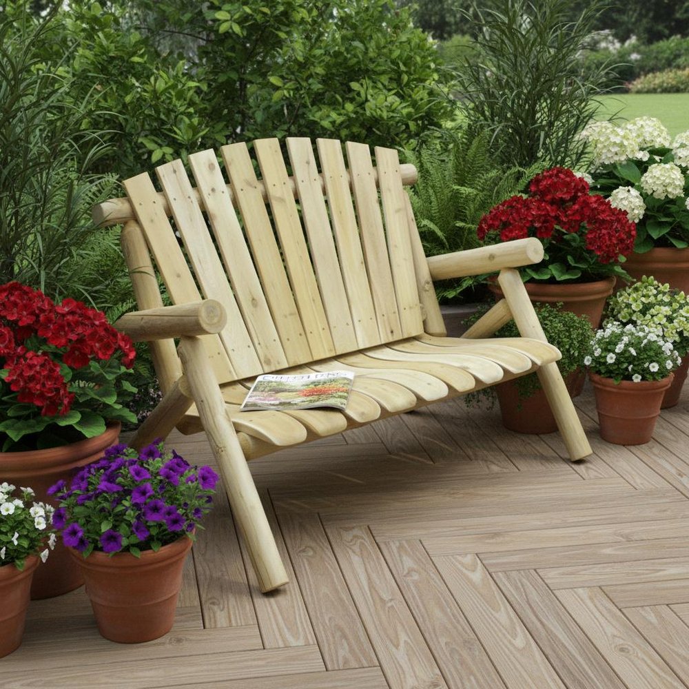 Natural Wood Loveseat - 50 x 30 x 39-inch