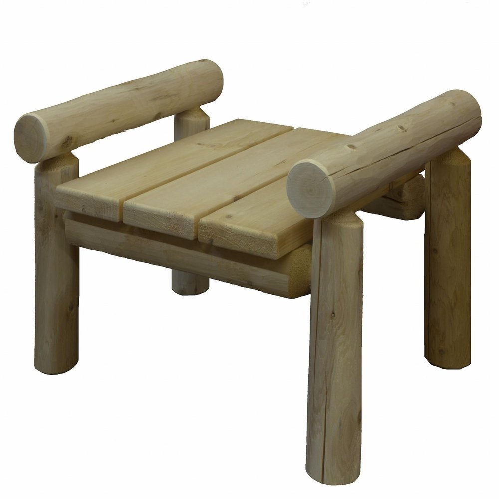 Natural Wood Ottoman - 28 x 20 x 18-inch