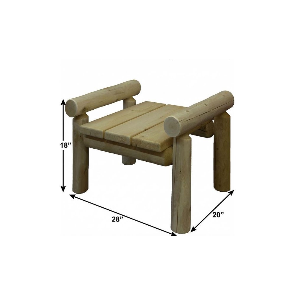 Natural Wood Ottoman - 28 x 20 x 18-inch