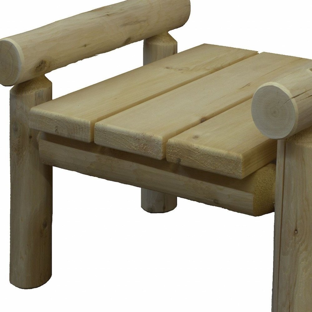 Natural Wood Ottoman - 28 x 20 x 18-inch
