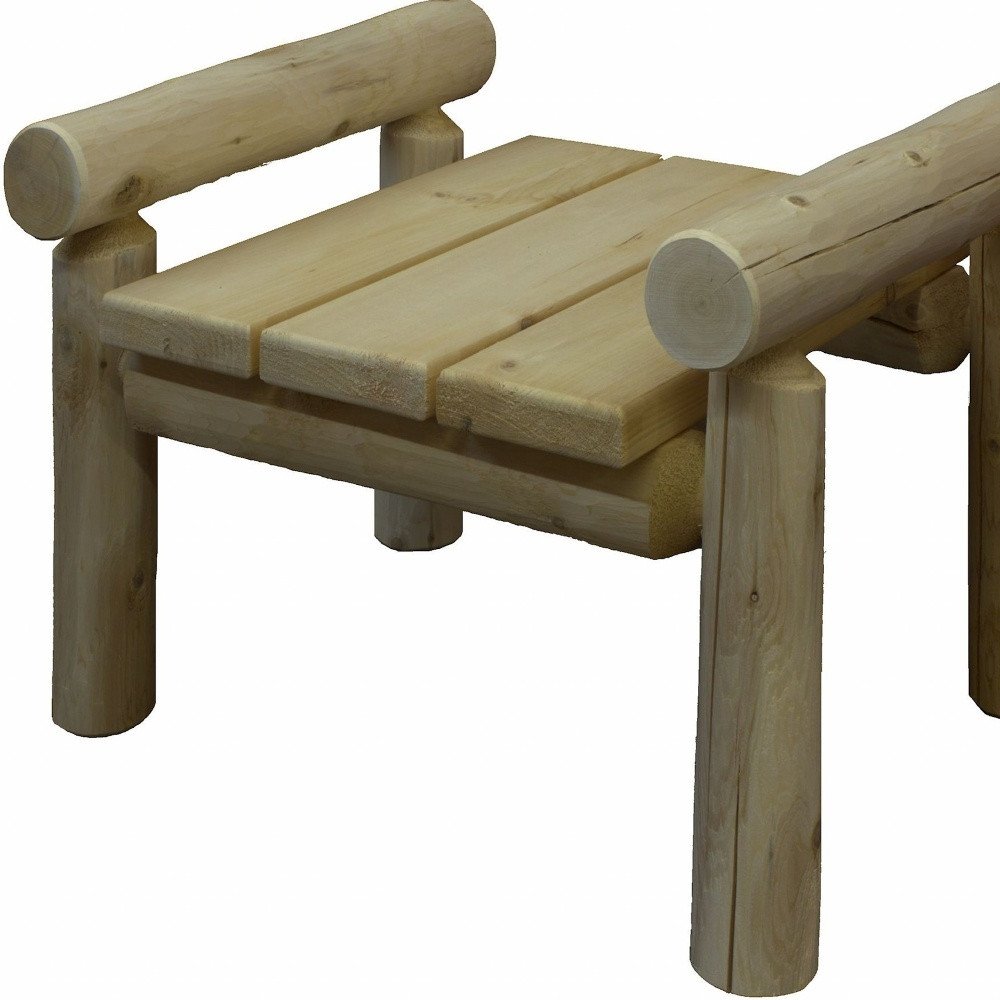 Natural Wood Ottoman - 28 x 20 x 18-inch