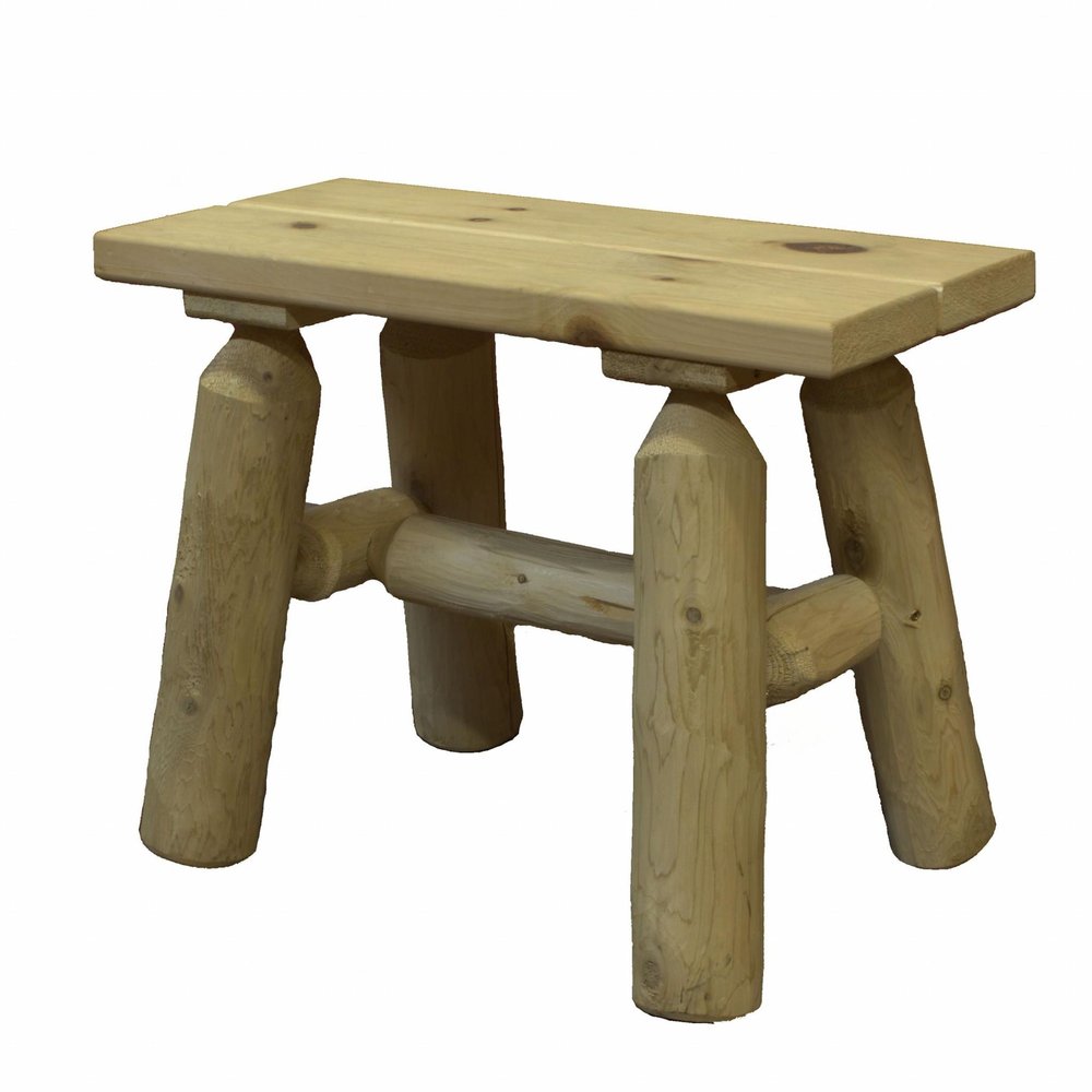 Natural Wood End Bench Pair - 23 x 11 x 18-inch
