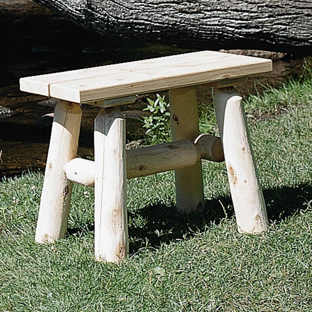 Natural Wood End Bench Pair - 23 x 11 x 18-inch