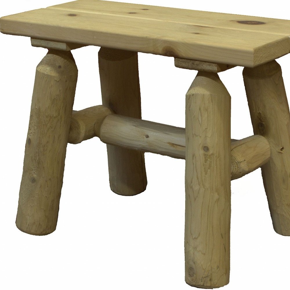 Natural Wood End Bench Pair - 23 x 11 x 18-inch