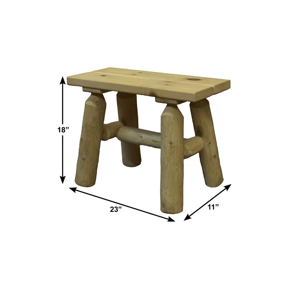 Natural Wood End Bench Pair - 23 x 11 x 18-inch