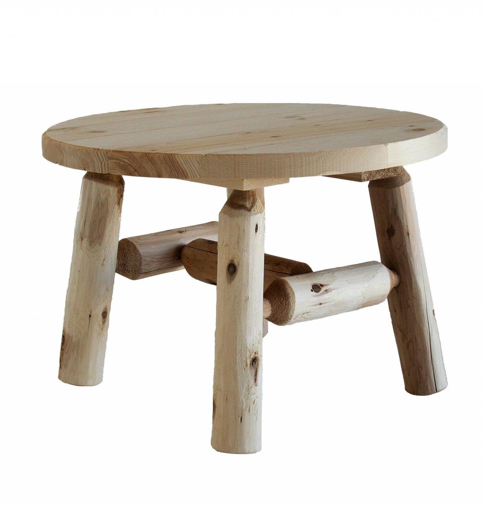 Natural Rounded Solid Wood Outdoor Coffee Table - 25-inch