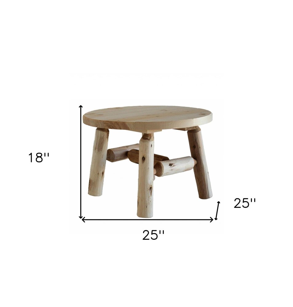 Natural Rounded Solid Wood Outdoor Coffee Table - 25-inch