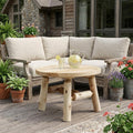 Natural Rounded Solid Wood Outdoor Coffee Table - 25-inch