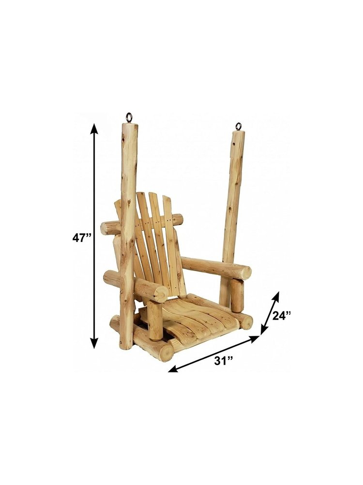 Natural Unfinished Solid Wood Outdoor Swing Chair - 31-inch