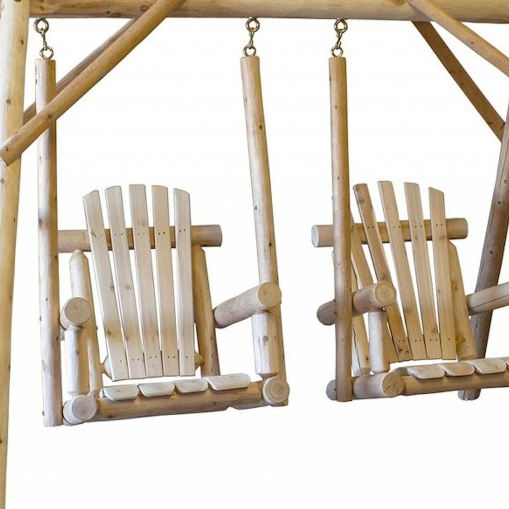 Natural Solid Wood Outdoor Double Swing Chair - 87-inch