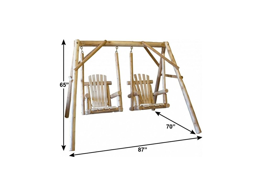 Natural Solid Wood Outdoor Double Swing Chair - 87-inch