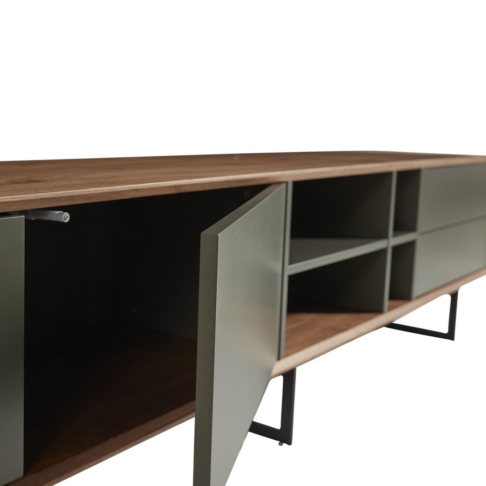 Gray Solid and Manufactured Wood Enclosed and Open Storage TV Stand