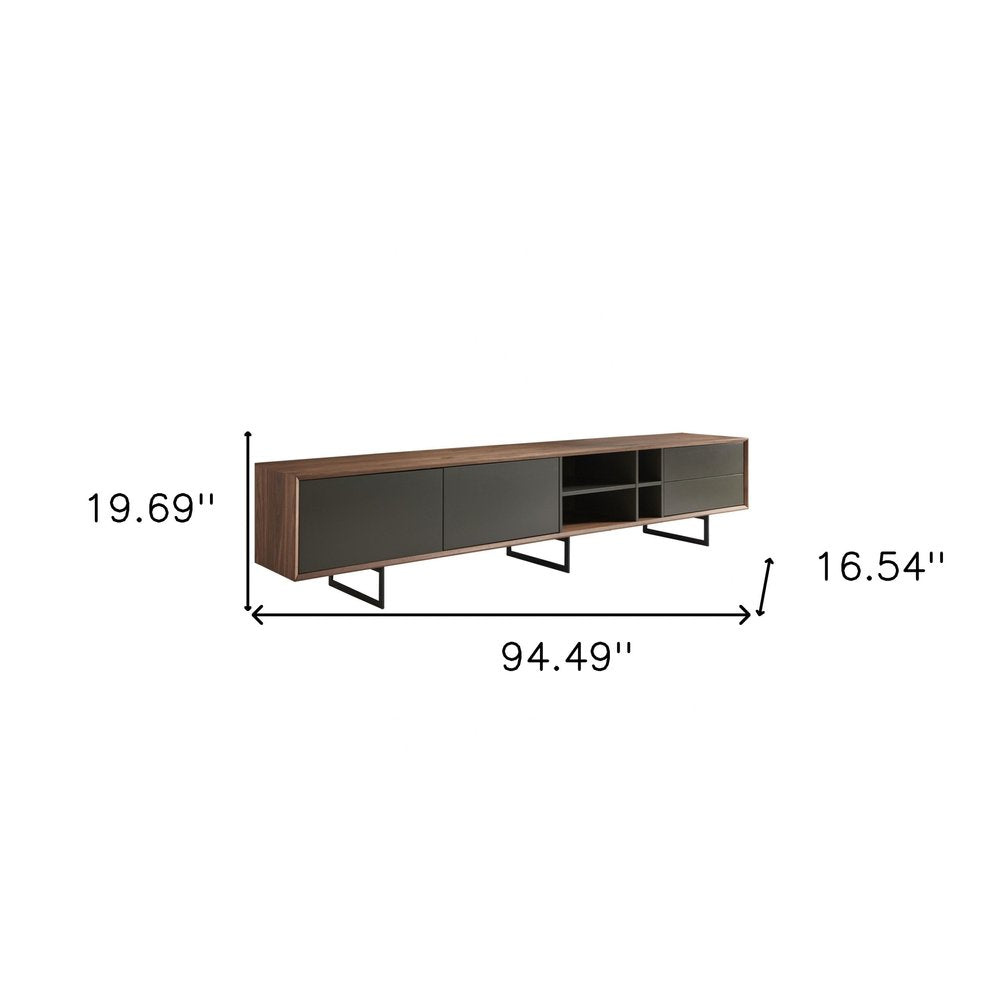 Gray Solid and Manufactured Wood Enclosed and Open Storage TV Stand