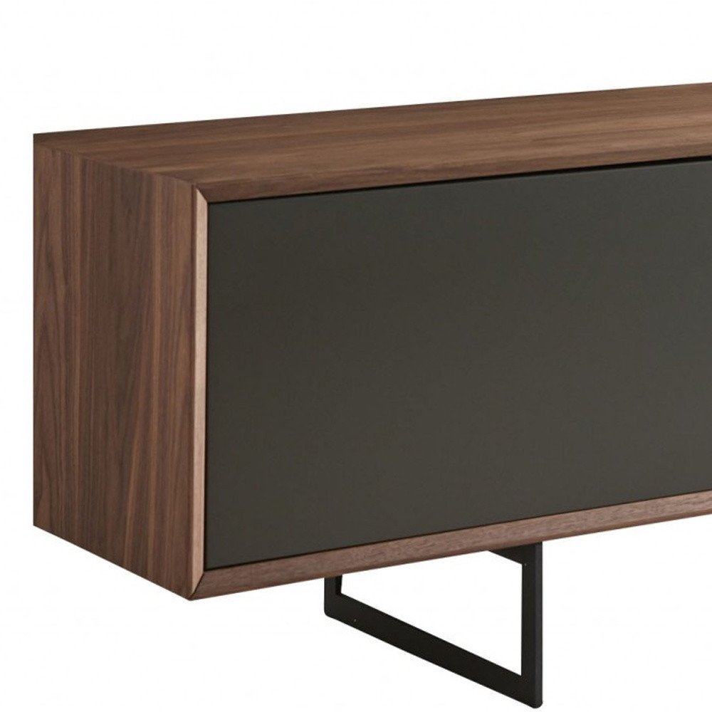 Gray Solid and Manufactured Wood Enclosed and Open Storage TV Stand