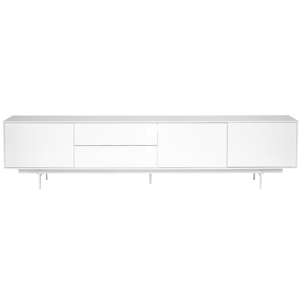 White Manufactured and Wood Cabinet Enclosed Storage TV Stand