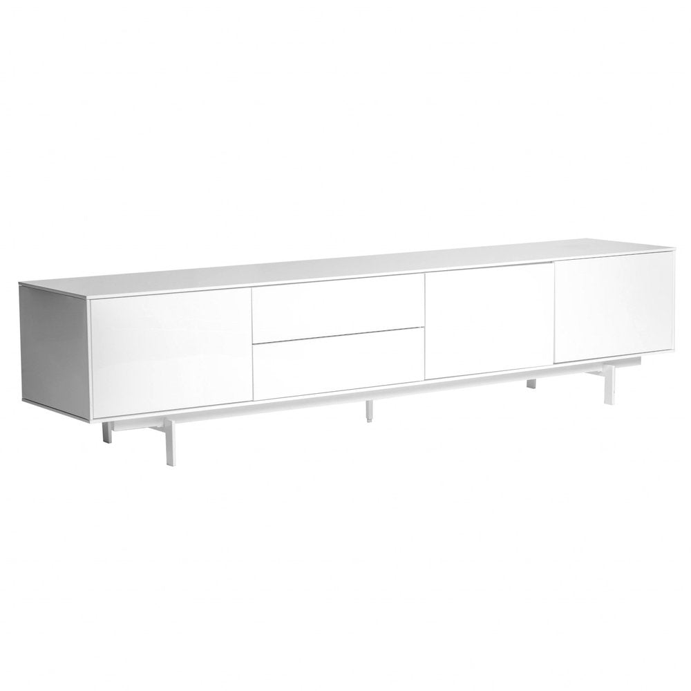 White Manufactured and Wood Cabinet Enclosed Storage TV Stand