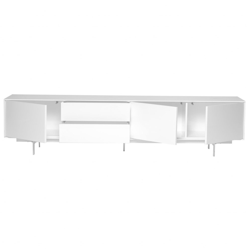 White Manufactured and Wood Cabinet Enclosed Storage TV Stand