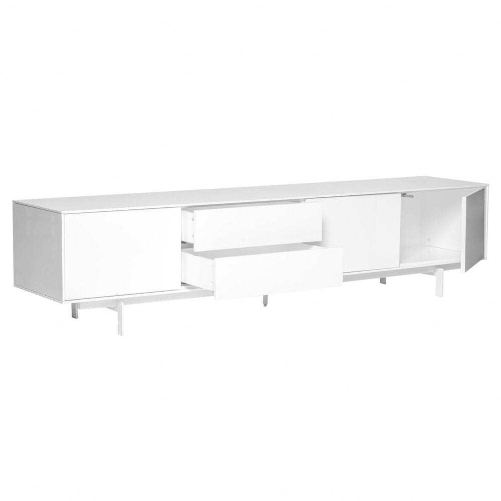 White Manufactured and Wood Cabinet Enclosed Storage TV Stand