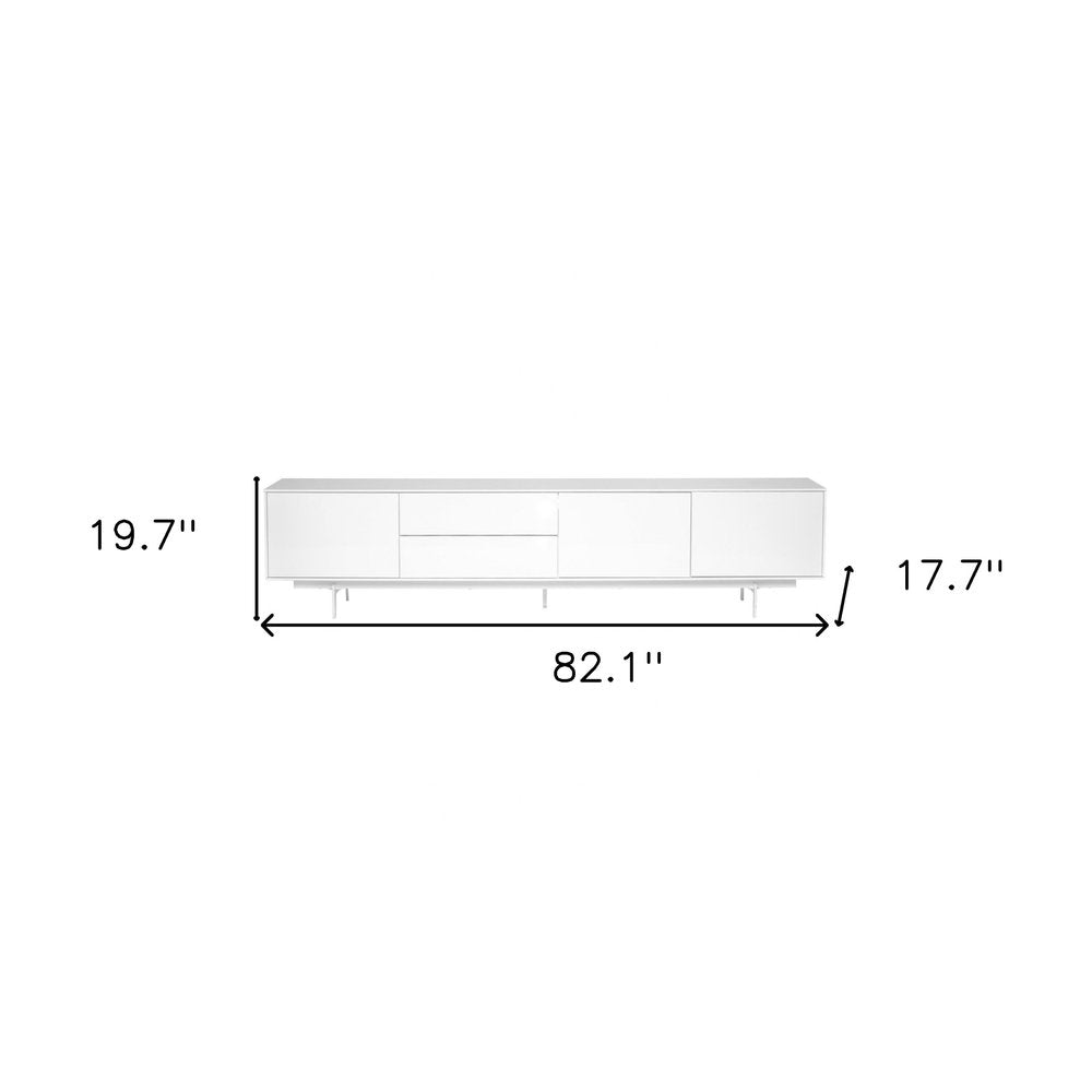 White Manufactured and Wood Cabinet Enclosed Storage TV Stand