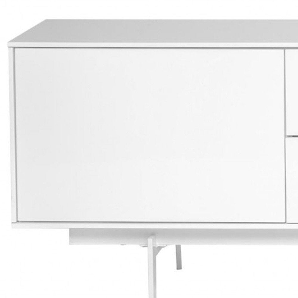 White Manufactured and Wood Cabinet Enclosed Storage TV Stand
