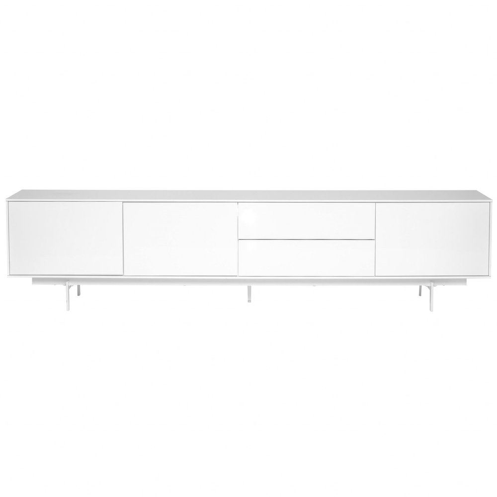 White Manufactured and Wood Cabinet Enclosed Storage TV Stand