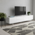 White Manufactured and Wood Cabinet Enclosed Storage TV Stand