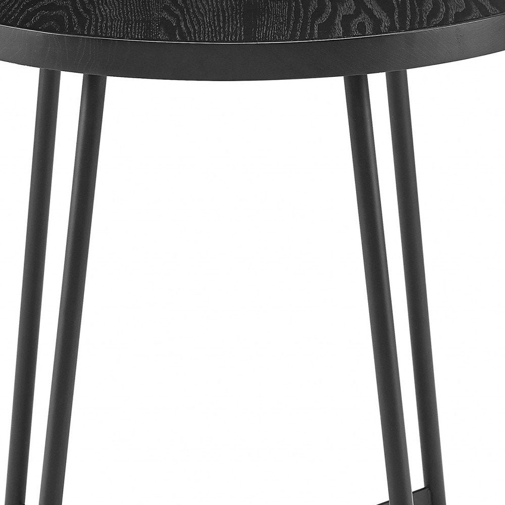 Round Side Table in Black Ash Wood and Black