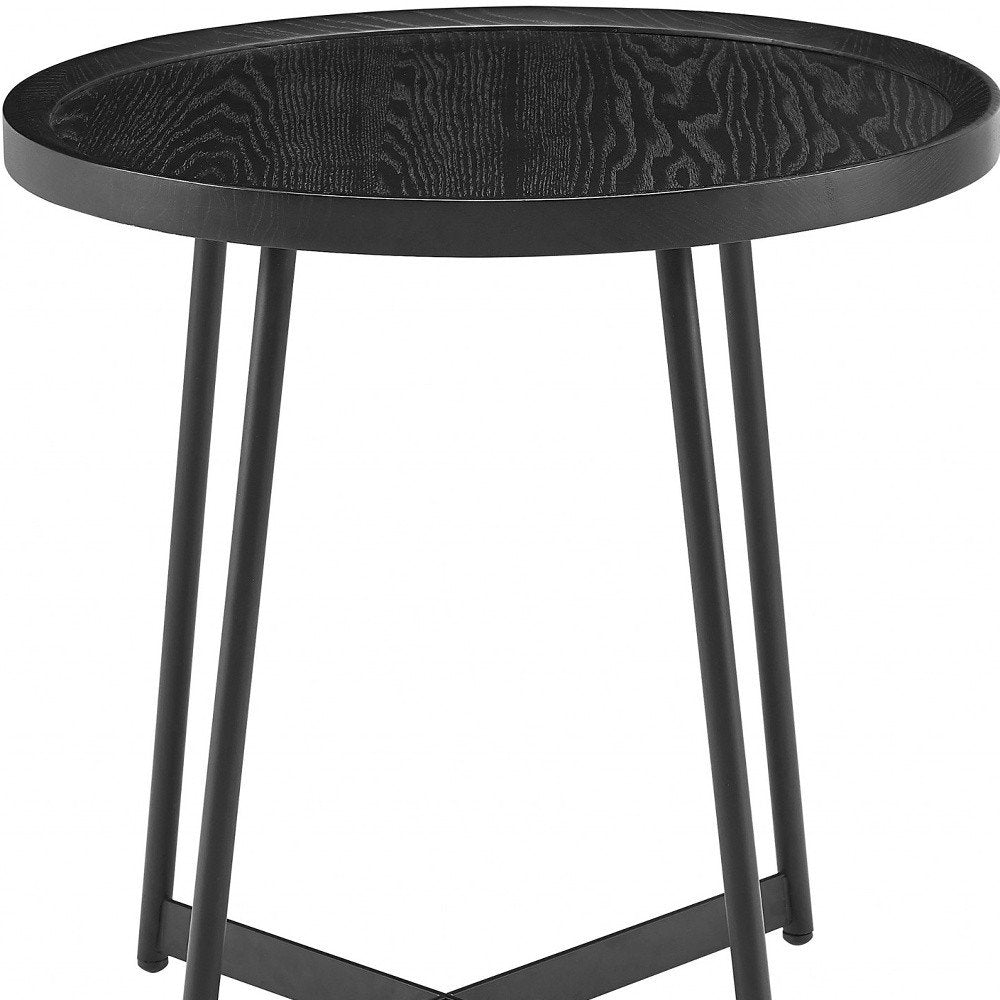 Round Side Table in Black Ash Wood and Black